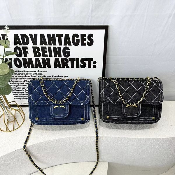 

channel denim designer crossbody bag designer bag shoulder bag classic diamond lattice classic flap chain shoulder bag chain bag handbags 19
