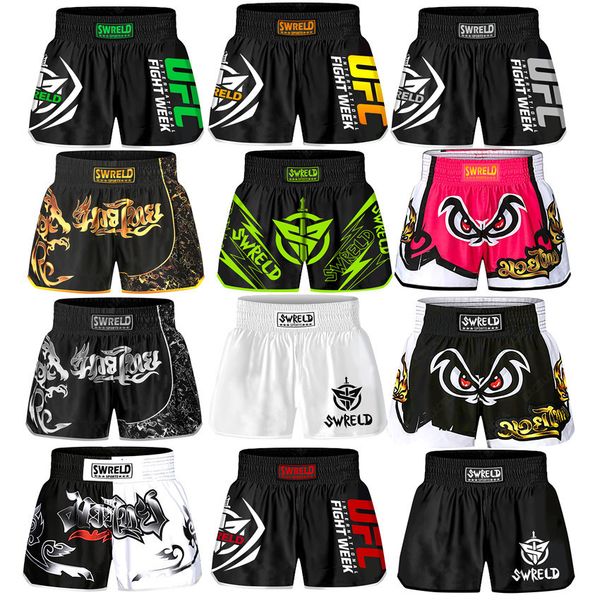 

men's shorts boxing shorts muay thai kick boxing boxer trunks mma men fight bjj grappling sportswear boxing short pant wholesale 230707, White;black