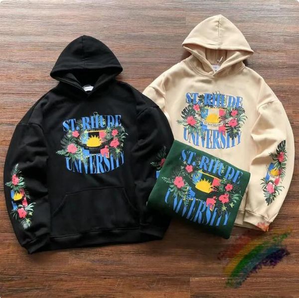 

floral print fleece hoodie men women 1 2023fw pullovers, Black;brown