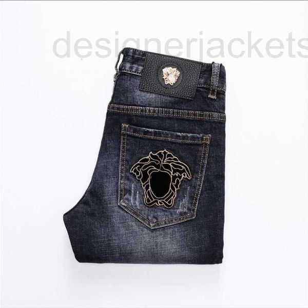 

men's jeans designer 23 summer jean fashion medusa embroidered denim trousers designer pants mens slim slacks straight vczr, Blue