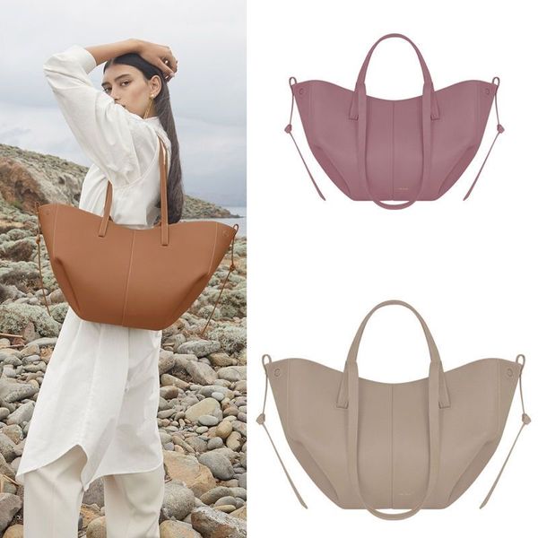 

polene cyme tote bag textured leather designer magnetic buckle closure handbag women large capacity handbags