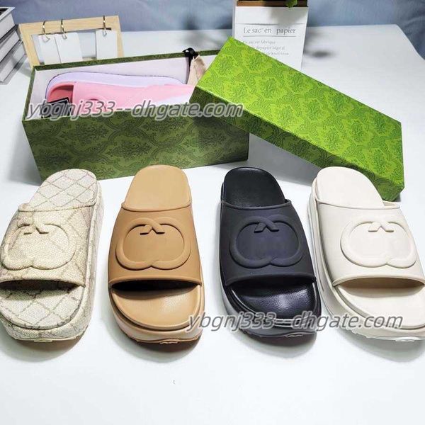 

luxury slippers slide brand designers ladies hollow platform gg sandals women's slide sandal with lnterlocking g lovely sunny beach wom, Black