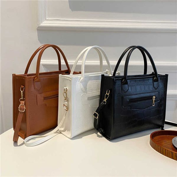 

autumn and winter new commuter tote bag pu shoulder bag women simple solid color portable popular cross body bag small bag