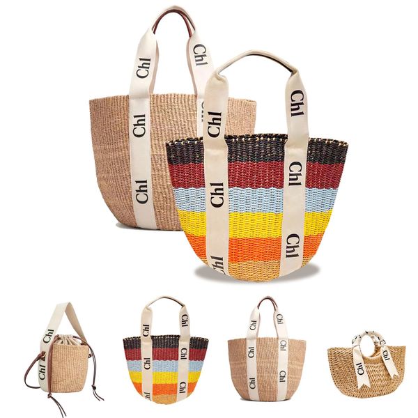 

luxury designer woody the tote straw bag women's vacation summer travel beach bags clutch crossbody fashion beach shoulder bag handbag