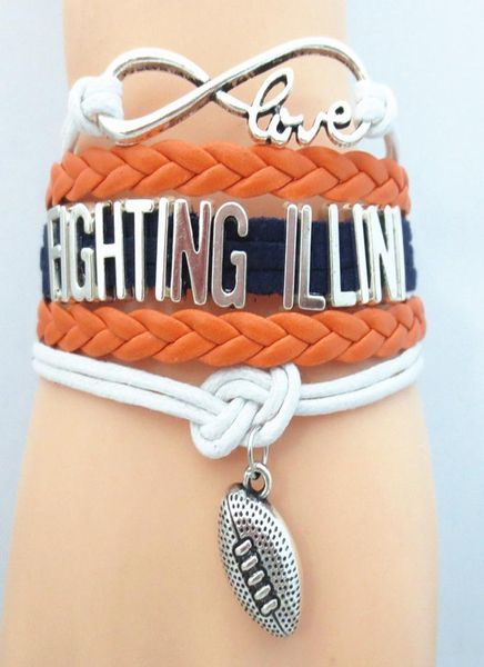 

fashion infinity love fighting illini football college team bracelet sports friendship bracelets b091233170163, Golden;silver