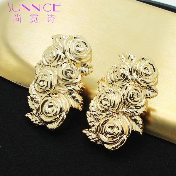 

pants rose bouquet long earrings for women vintage gold color aretes de mujer wedding bohemian african jewelry, Black