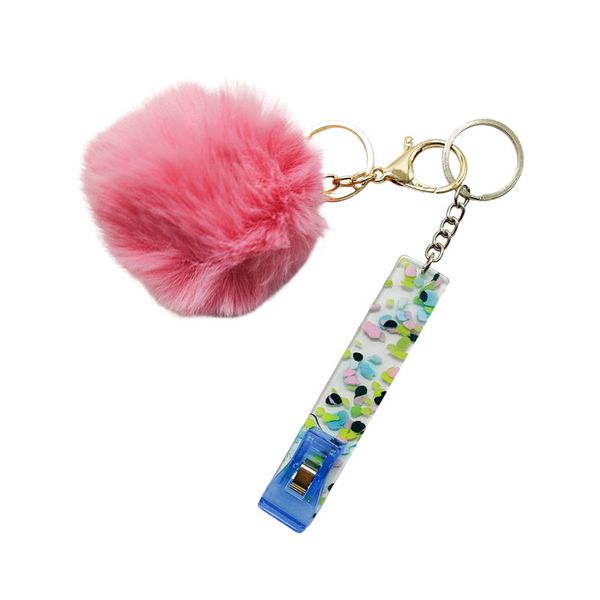 

10 fashion resin long nail non-contact atm card gripper with plush artificial fur ball, Silver