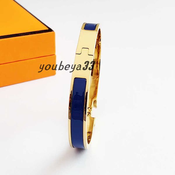 

classic h bracelet designer gold bangle bracelet luxury brand enamel 18k gold bracelet for men women lover jewelry 8mm wide, Black