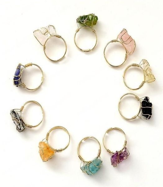 

irregular natural crystal stone adjustable gold plated band rings for women men fashion party club punk jewelry1776379, Silver