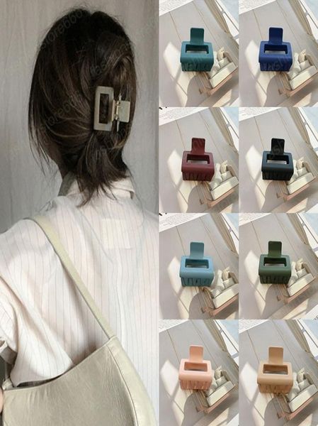 

korean women matte hair clamps resin hair claws geometric square hairclip frosted barrettes girls hair accessories7225336, Slivery;golden