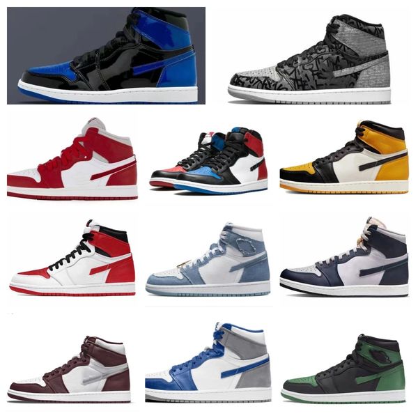 

jumpman 1 basketball shoes high 1s university blue dark mocha electro orange unc light smoke grey hyper bred royal toe men running casual sh