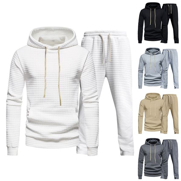

designer men's autumn jacquard hoodie set europe and america leisure sports set pullover asia size  -- xxxl, Gray