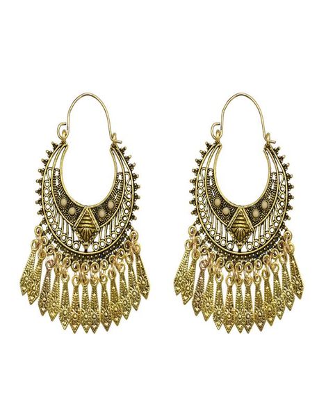 

turkish boho gold metal tassel statement earrings creative vintage carved flower drop dangle earrings for women festival party jew6955088, Silver