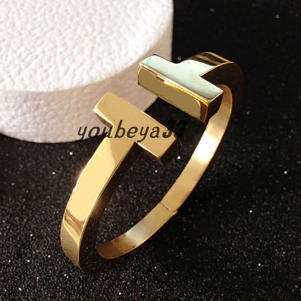 

r bracelets bangle cable mens bracelet titanium steel wind thick double t shaped women men open symmetric punk hip hop jewelry cuff wedding, Black