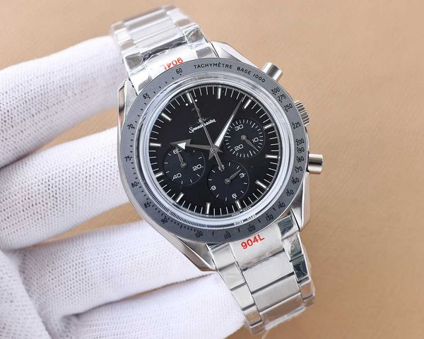 

designer classical men wrist watch speedmaster watches 6lt2 quartz chronograph uhr montre de luxe reloj homme with box, Slivery;golden