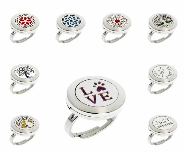 

love paw just breathe tree of life 20mm stainless steel diffuser ring essential oil aromatherapy perfume rings jewelry women with 4589066, Silver