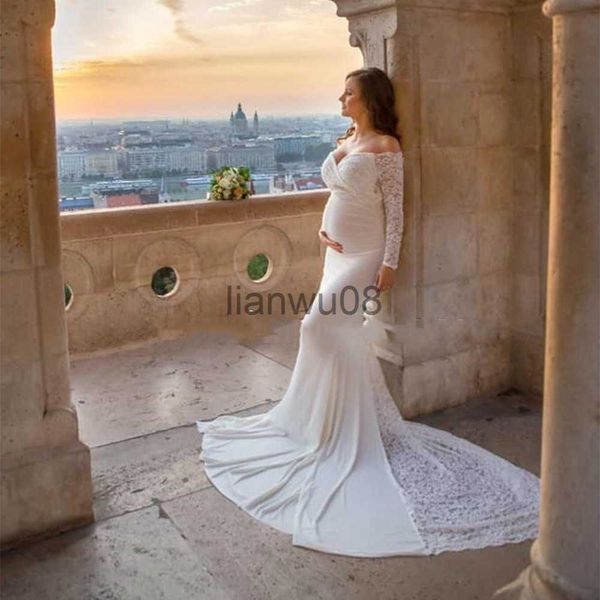 

maternity dresses lace maternity dresses for baby showers p shoot long sleeve gown dresses elegence pregnant dress women pgraphy prop x0707, White