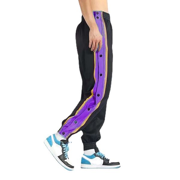 

mens pants loose fit button side basketball training joggers with elastic cuffs casual men m apparel 230706, Black