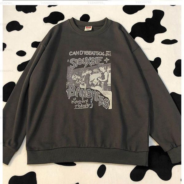 

women's hoodies sweatshirts y2k clothes vintage oversized long sleeve shirt women summer hip hop thick autumn winter loose hoodies plai, Black