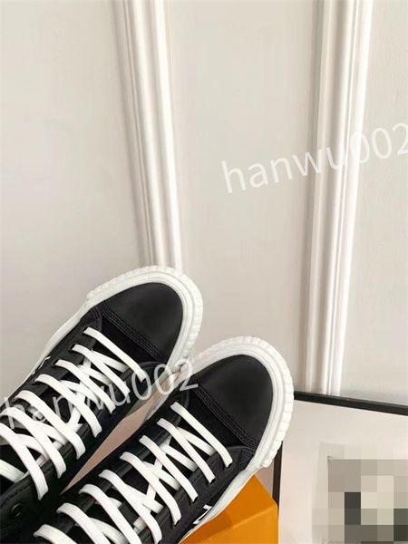 

2023 designer flat sneaker trainer casual shoes canvas leather white letter overlays fashion platform mens womens low sneakers dc220519, Black
