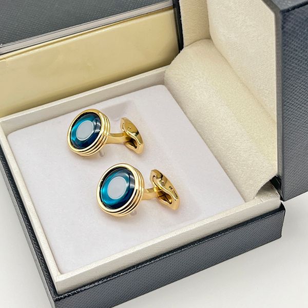 

lan mon cufflinks for men business cuff-link luxury design blue colored scallops 4 colors with white star m07, Silver