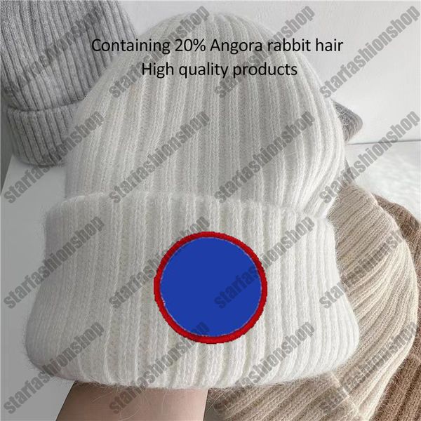 

2023 designer winter warm rabbit hair knitted hat for men and women double layer thickened wool hat casual ear protection hat soft glutinous, Blue;gray