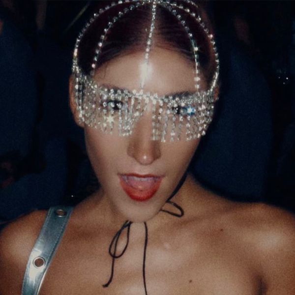 

eye frame new rhinestone accessories fashion street tassels headdress party performance hair accessories female hairchain designer jewelry, Silver