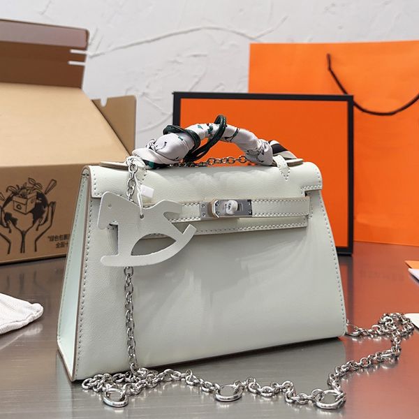 

chain crossbody bag clutch tote handbags shoulder messenger handbags genuine leather scarves ponies flip wallet fashion letter silver hardwa