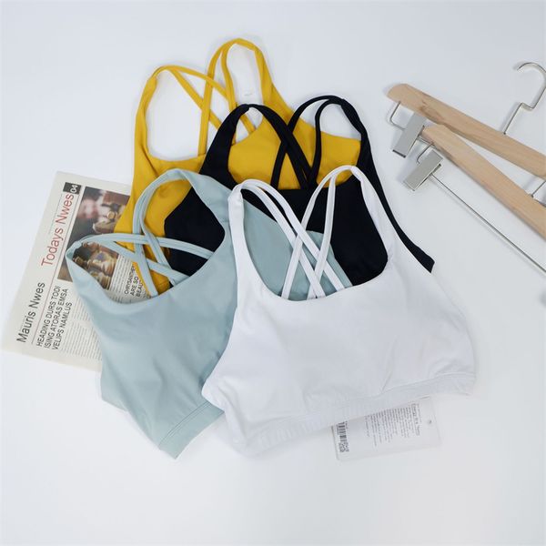 

lu-718 lu lulemon women sports bra crop new super soft fabric nude feel brassiere padded shockproof running sport gym bralette