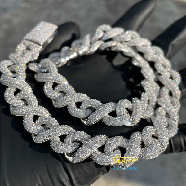 

new arrival 18mm width hip hop iced out s925 gold plated custom cuban chain vvs cuban buss down cuban link, Silver
