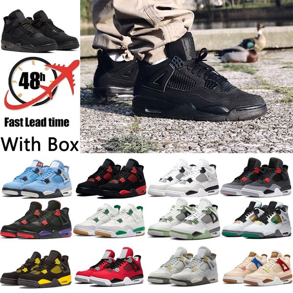 

with box men women basketball shoes 4 4s sneaker military black cat fire red red thunder sail white oreo pure money dark mocha university br