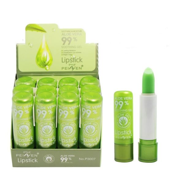 

lip gloss 12pcs aloe vera color changing lipstick moisturizing anti-drying natural aloe vera lip balm not easy to fade nourish lip care 2307