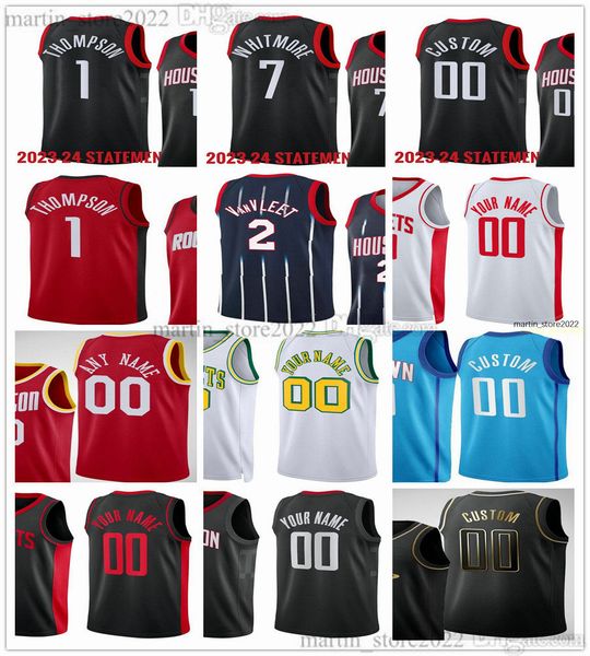 

2023-24 statement basketball jersey fred 23 vanvleet 1 amen thompson 7 cam whitmore 10 jabari smith jr. 17 tari eason jalen 4 green alperen, Black;red
