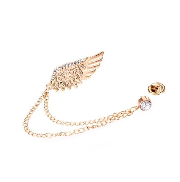 

2020 new exquisite fashion golden wings brooches menwomen039s rhinestone chain brooch coat pins suit collar accessories gift 16774168, Gray