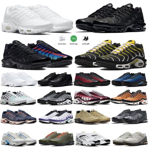 

uality tn plus 3 running shoes tn mens women triple white black laser blue volt glow oreo womens breathable sneakers trainers outdoq00e#