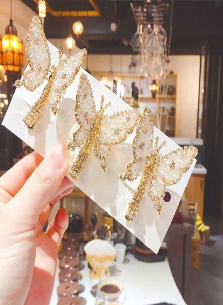 

butterfly shape hair pins glitter rhinestone hairclip fashion crystal hair pin barrettes for women girls accessories9163242, Golden;silver