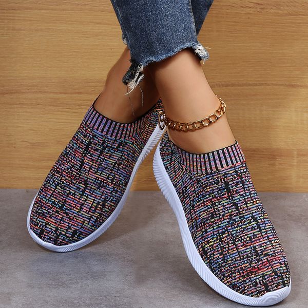 

dress shoes women sneakers fashion socks breathable casual sneaker summer vulcanized trainers tenis feminino flats 230707, Black