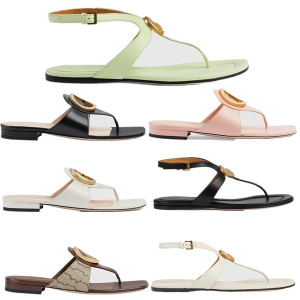 

blondie slide womens clamping slippers designer leather rubber fan white black light green double clamping toe middle heel moccasins sandals