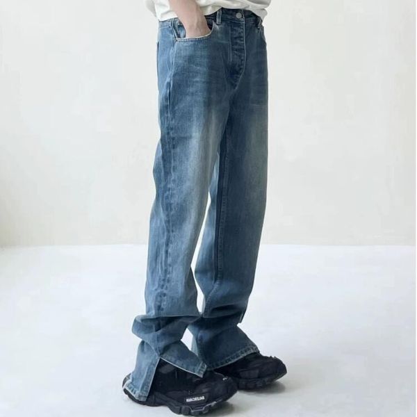 

jeans pants mens straight denim washed old blue 2023ss real pics, Black;brown