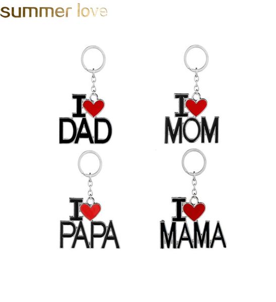 

fashion family dad mom keychain accessories letter red heart love key chains rings fashion jewelry for mother father valentine038321673, Slivery;golden