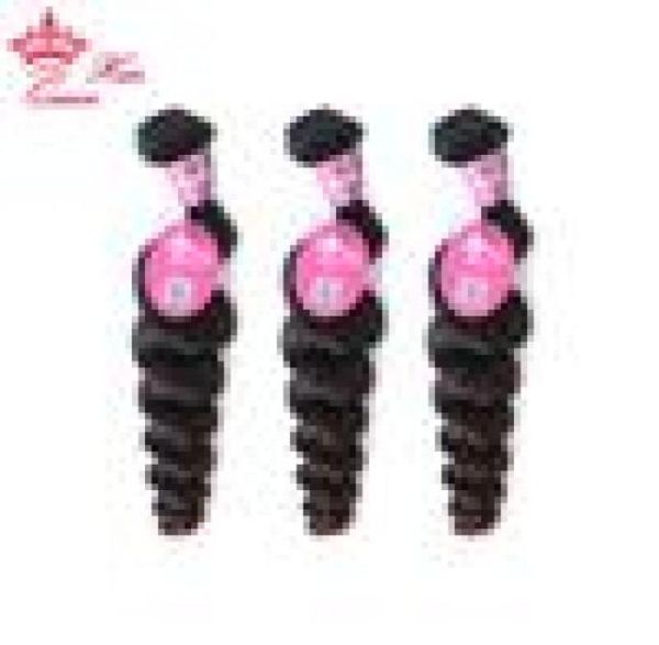 

queen hair mixed 3 pcs lot loose wave brazilian virgin hair extensions wholesale natural color 12"-28"3702087, Black