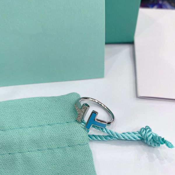 

titanium steel love ring women men promise silver diamond blue wedding rings for lovers couple jewelry size