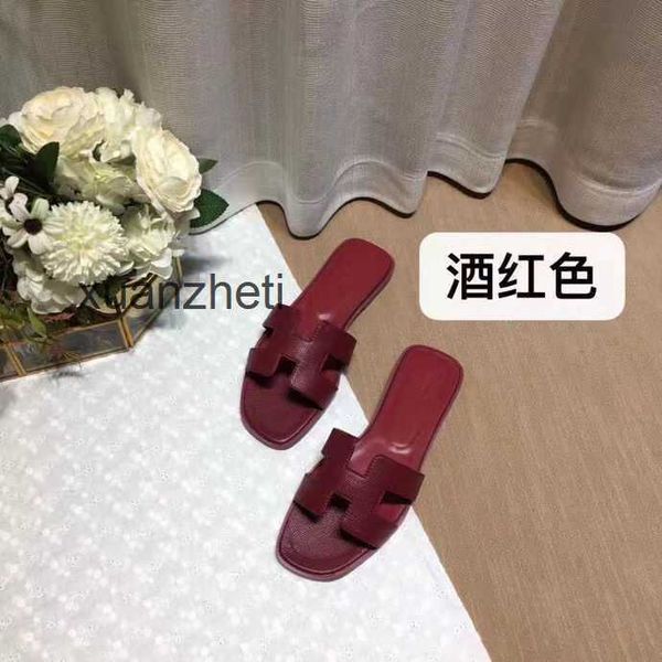 

designer baida bear h shoes women's sandal 2023 slipper summer oran slippers color matching leath flat sandals for tourism litchi patte