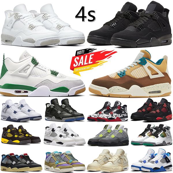 

jumpman 4 4s men women basketball shoes cacao wow bred patent sports sneakers pine green black cat university blue union frozen moments infr