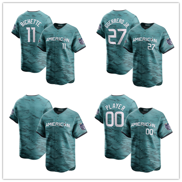 

2023 all star baseball jersey men women bo bichette vladimir guerrero jr. american league jersey green camo, Blue;black