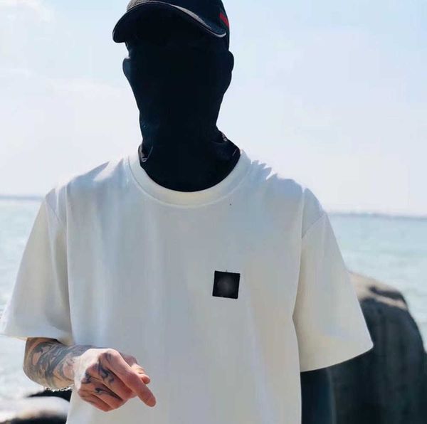 

designer stone t shirt islands summer menswear breathable loose letter print lovers street fashion varsity cotton t-shirt small label tidal, White;black