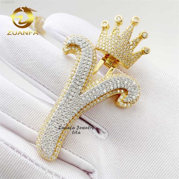 

fashion iced out 925 silver custom letter name pass diamond tester hip hop vvs moissanite pendant