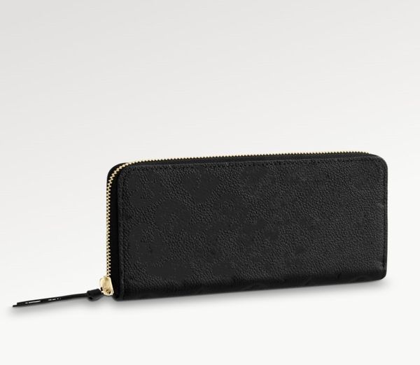

m60171 new luxury women's black cowhide embossed long zipper wallet, Red;black