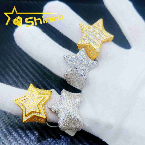 

wholesale price 925 sterling silver star design vvs1 diamond moissanite men hip hop iced out ring