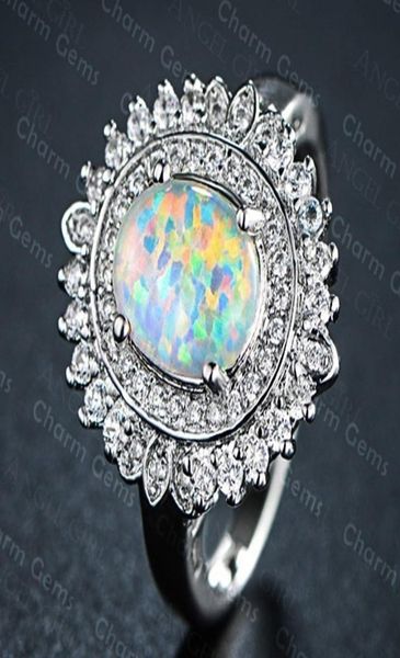 

fashion women039s 925 sterling silver ring fire opal diamond jewelry christmas birthday proposal gift bridal engagement party b9071455